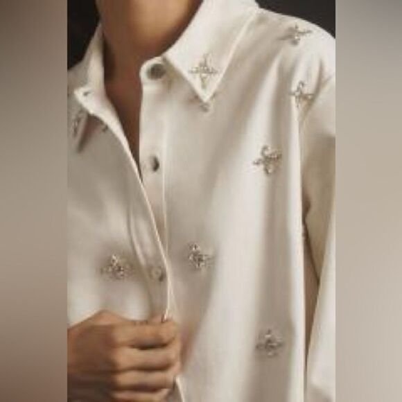 Anthropologie Rdalamal Denim Embellished
Shirt Dress/ size S - Picture 5 of 10